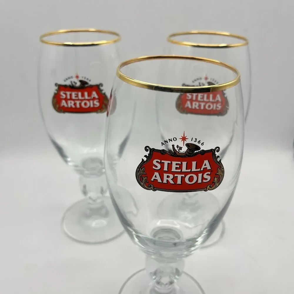 14 oz Stella Artois Belgium crystal mug beer glass 40 cl Lot of 3